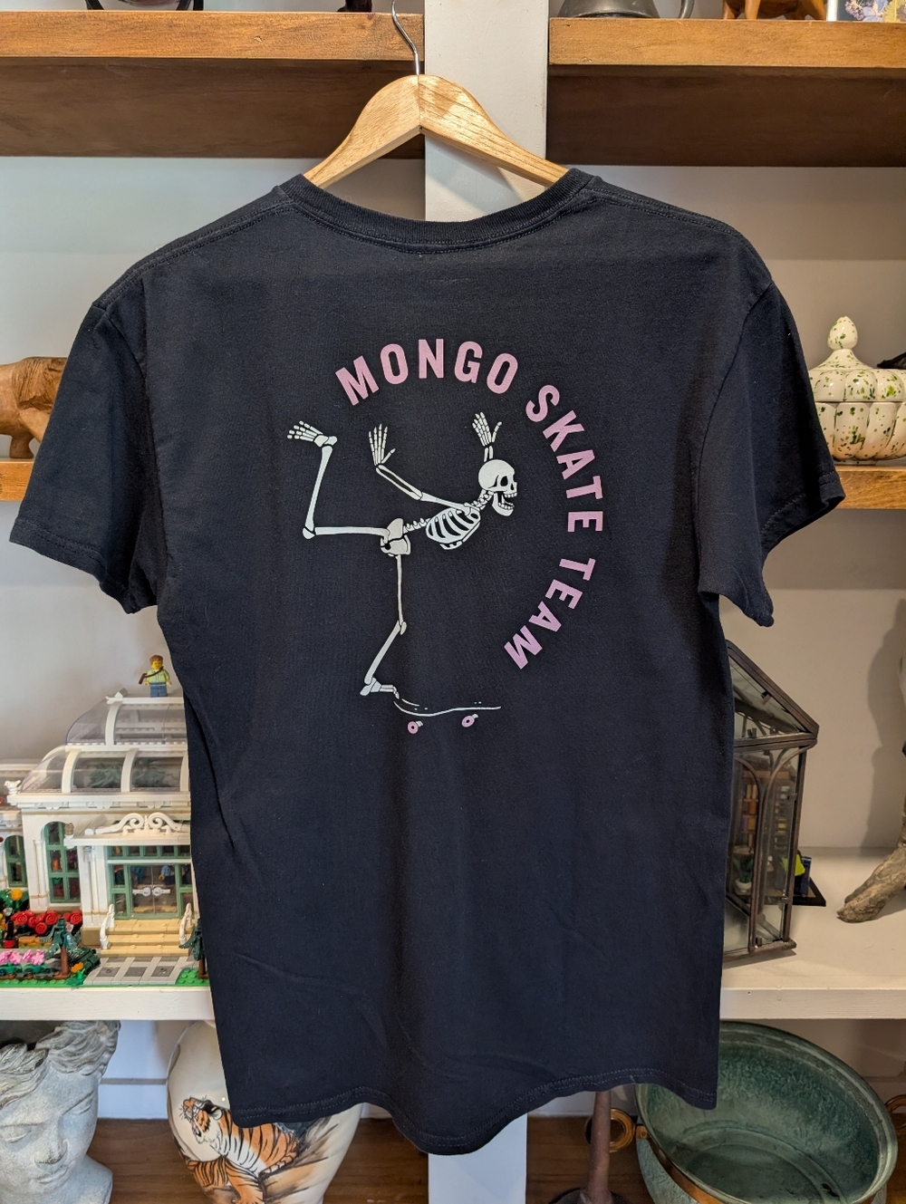 Chomp Mongo Skate Company Skateboarding Skeleton Black T-shirt Size Medium